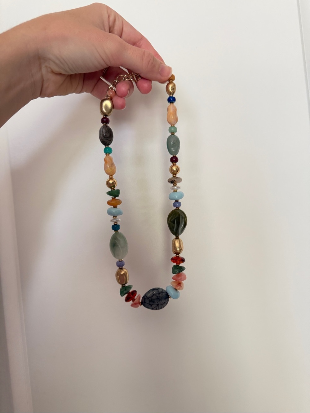Multicolore chunky trendy Beaded Statement Necklace - Gold Accents